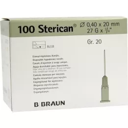 STERICAN Canules Luer-Lok 0,40x20 mm maat 20 grijs, 100 stuks