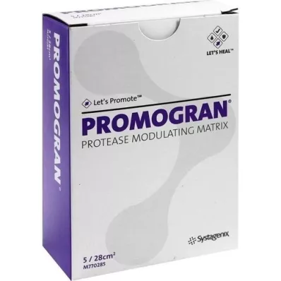 PROMOGRAN Steriele tamponades van 28 vierkante cm, 5 stuks PROMOGRAN Steriele tamponades van 28 vierkante cm, 5 stuks