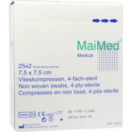 VLIESKOMPRESSEN 7,5x7,5 cm steriel, 25X2 st