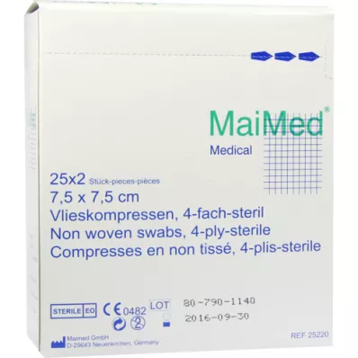 VLIESKOMPRESSEN 7,5x7,5 cm steriel, 25X2 st VLIESKOMPRESSEN 7,5x7,5 cm steriel, 25X2 st