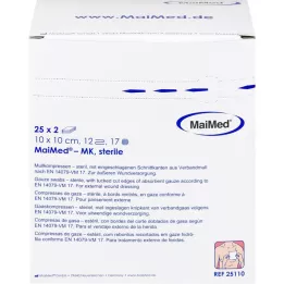 MULLKOMPRESSEN 10x10 cm steriel 12-voudig, 25X2 st