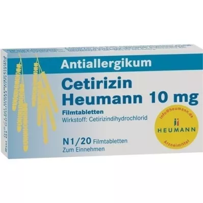 CETIRIZIN Heumann 10 mg filmomhulde tabletten, 20 stuks CETIRIZIN Heumann 10 mg filmomhulde tabletten, 20 stuks