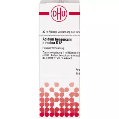 ACIDUM BENZOICUM E Resina D 12 Verdunning, 20 ml ACIDUM BENZOICUM E Resina D 12 Verdunning, 20 ml