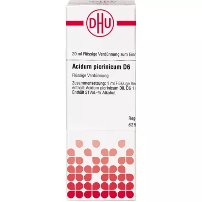 ACIDUM PICRINICUM D 6 Verdunning, 20 ml ACIDUM PICRINICUM D 6 Verdunning, 20 ml
