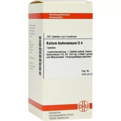 KALIUM BICHROMICUM D 4 tabletten, 200 st