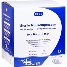 MULLKOMPRESSEN 10x10 cm steriel 8-voudig, 20X5 st