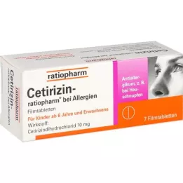 CETIRIZIN-ratiopharm voor allergieën 10 mg filmtablet, 7 stuks