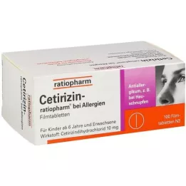 CETIRIZIN-ratiopharm voor allergieën 10 mg filmtablet, 100 stuks