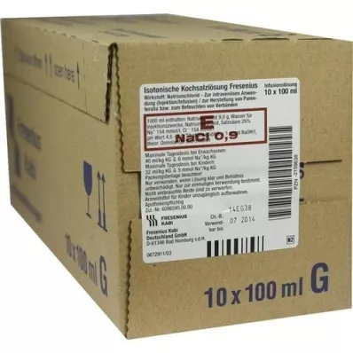 KOCHSALZLÖSUNG 0,9% glazen fles Fresenius, 10X100 ml KOCHSALZLÖSUNG 0,9% glazen fles Fresenius, 10X100 ml