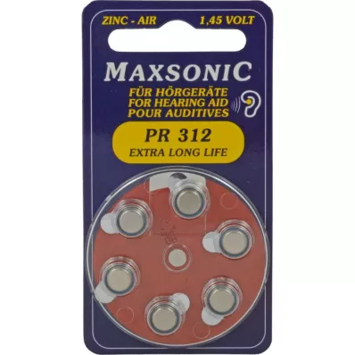 BATTERIEN voor hoortoestellen Maxsonic PR312, 6 st BATTERIEN voor hoortoestellen Maxsonic PR312, 6 st