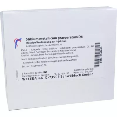 STIBIUM METALLICUM PRAEPARATUM D 6 ampullen, 5X10 ml