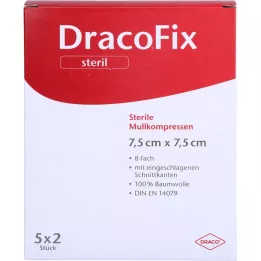 DRACOFIX PEEL Kompressen 7,5x7,5 cm steriel 8-voudig, 5X2 stuks