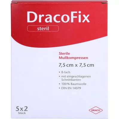 DRACOFIX PEEL Kompressen 7,5x7,5 cm steriel 8-voudig, 5X2 stuks DRACOFIX PEEL Kompressen 7,5x7,5 cm steriel 8-voudig, 5X2 stuks