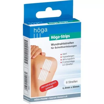 WUNDNAHTSTREIFEN Höga strips 6,4x80 mm, 2X3 st