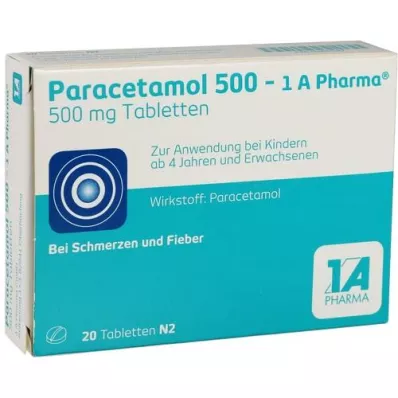 PARACETAMOL 500-1A Farmaceutische tabletten, 20 stuks