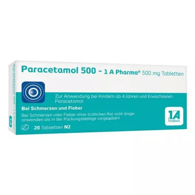 PARACETAMOL 500-1A Farmaceutische tabletten, 20 stuks