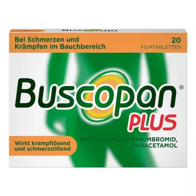 BUSCOPAN plus 10 mg/500 mg filmomhulde tabletten, 20 stuks BUSCOPAN plus 10 mg/500 mg filmomhulde tabletten, 20 stuks