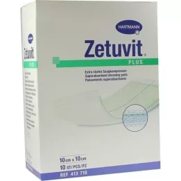 ZETUVIT Plus extra sterk absorberend kompres, steriel 10x10 cm, 10 stuks