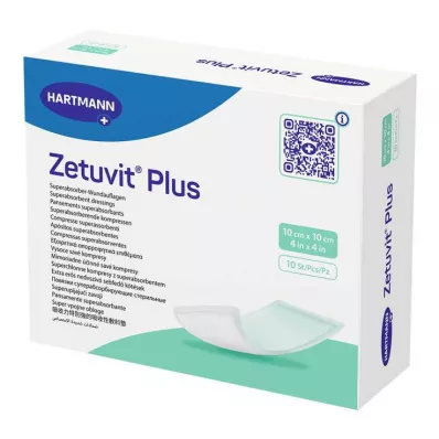 ZETUVIT Plus extra sterk absorberend kompres, steriel 10x10 cm, 10 stuks