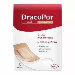 DRACOPOR Wondverband 5x7,2 cm steriel huidkleurig, 5 st