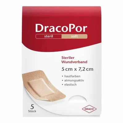 DRACOPOR Wondverband 5x7,2 cm steriel huidkleurig, 5 st DRACOPOR Wondverband 5x7,2 cm steriel huidkleurig, 5 st
