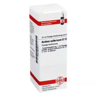 ACIDUM SULFURICUM D 12 Verdunning, 20 ml ACIDUM SULFURICUM D 12 Verdunning, 20 ml
