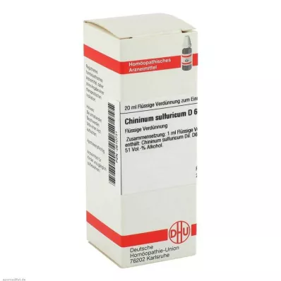 CHININUM SULFURICUM D 6 Verdunning, 20 ml CHININUM SULFURICUM D 6 Verdunning, 20 ml