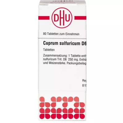 CUPRUM SULFURICUM D 6 tabletten, 80 stuks