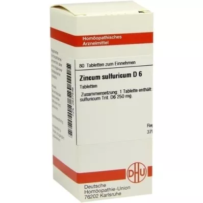 ZINCUM SULFURICUM D 6 tabletten, 80 stuks