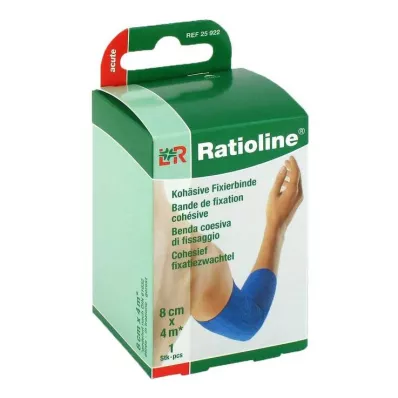 RATIOLINE acute fixatiezwachtel cohesief 8 cmx4 m blauw, 1 st