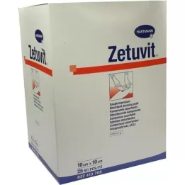 ZETUVIT Absorberende kompressen steriel 10x10 cm, 25 stuks