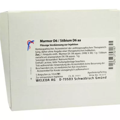 MARMOR D 6/Stibium D 6 aa Ampullen, 5X10 ml