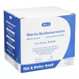 MULLKOMPRESSEN 5x5 cm steriel 8x, 25X2 St