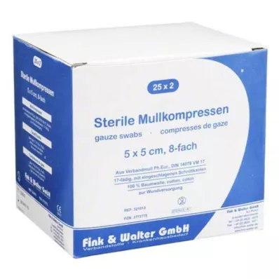 MULLKOMPRESSEN 5x5 cm steriel 8x, 25X2 St