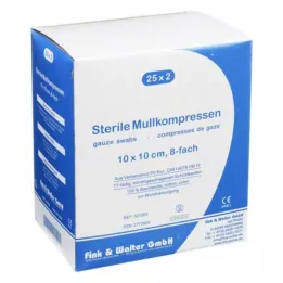 MULLKOMPRESSEN 10x10 cm steriel 8x, 25X2 st