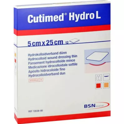 CUTIMED Hydro L Hydrocolloïdverband dun 5x25 cm, 12 st