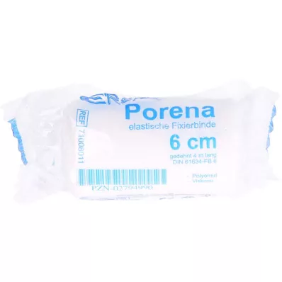 PORENA Elastisch gaasverband 6 cm wit met cello, 1 st