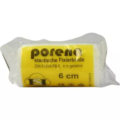 PORENA Elastisch gaasverband 6 cm wit met cello, 1 st