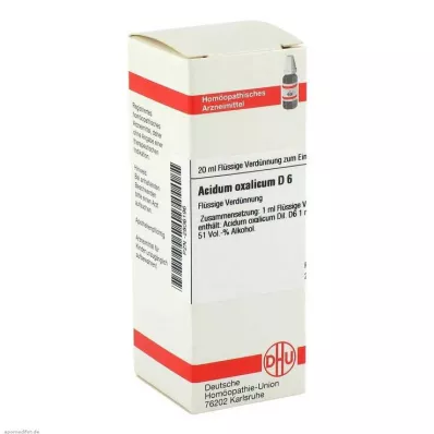 ACIDUM OXALICUM D 6 Verdunning, 20 ml ACIDUM OXALICUM D 6 Verdunning, 20 ml