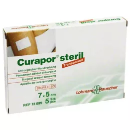 CURAPOR Wondverband steriel transparant 5x7 cm, 5 st