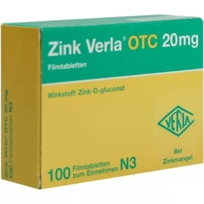 ZINK VERLA OTC 20 mg filmomhulde tabletten, 100 stuks