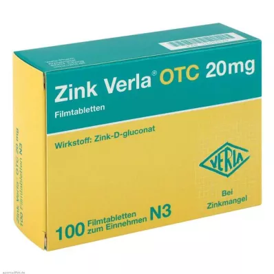 ZINK VERLA OTC 20 mg filmomhulde tabletten, 100 stuks ZINK VERLA OTC 20 mg filmomhulde tabletten, 100 stuks