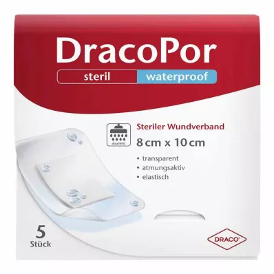DRACOPOR Waterdicht wondverband 8x10 cm steriel, 5 stuks DRACOPOR Waterdicht wondverband 8x10 cm steriel, 5 stuks