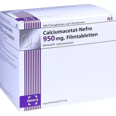 CALCIUMACETAT NEFRO 950 mg filmomhulde tabletten, 200 stuks