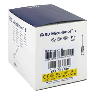 BD MICROLANCE Canule 20 G 1 1/2 0,9x40 mm, 100 stuks BD MICROLANCE Canule 20 G 1 1/2 0,9x40 mm, 100 stuks
