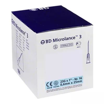 BD MICROLANCE Canule 23 G 1 0,6x25 mm, 100 stuks BD MICROLANCE Canule 23 G 1 0,6x25 mm, 100 stuks