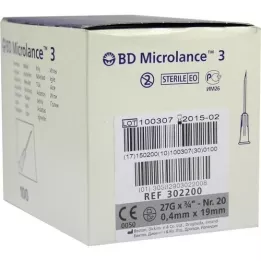 BD MICROLANCE Canule 27 G 3/4 0,4x19 mm, 100 stuks