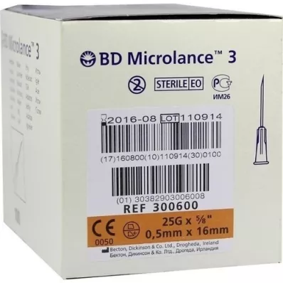 BD MICROLANCE Canule 25 G 5/8 0,5x16 mm, 100 stuks