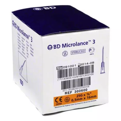 BD MICROLANCE Canule 25 G 5/8 0,5x16 mm, 100 stuks