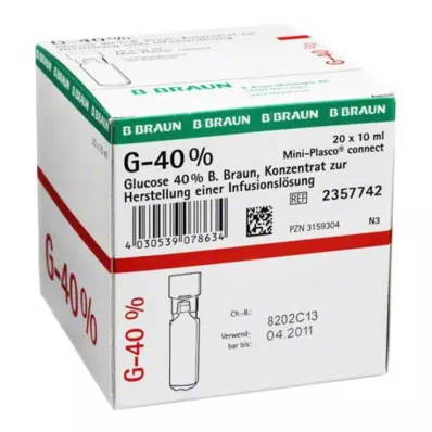 GLUCOSE 40% B.Braun Mini Plasco verbindt Inf.-L.-K., 20X10 ml